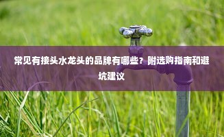 常见有接头水龙头的品牌有哪些？附选购指南和避坑建议