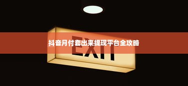抖音月付套出来提现平台全攻略